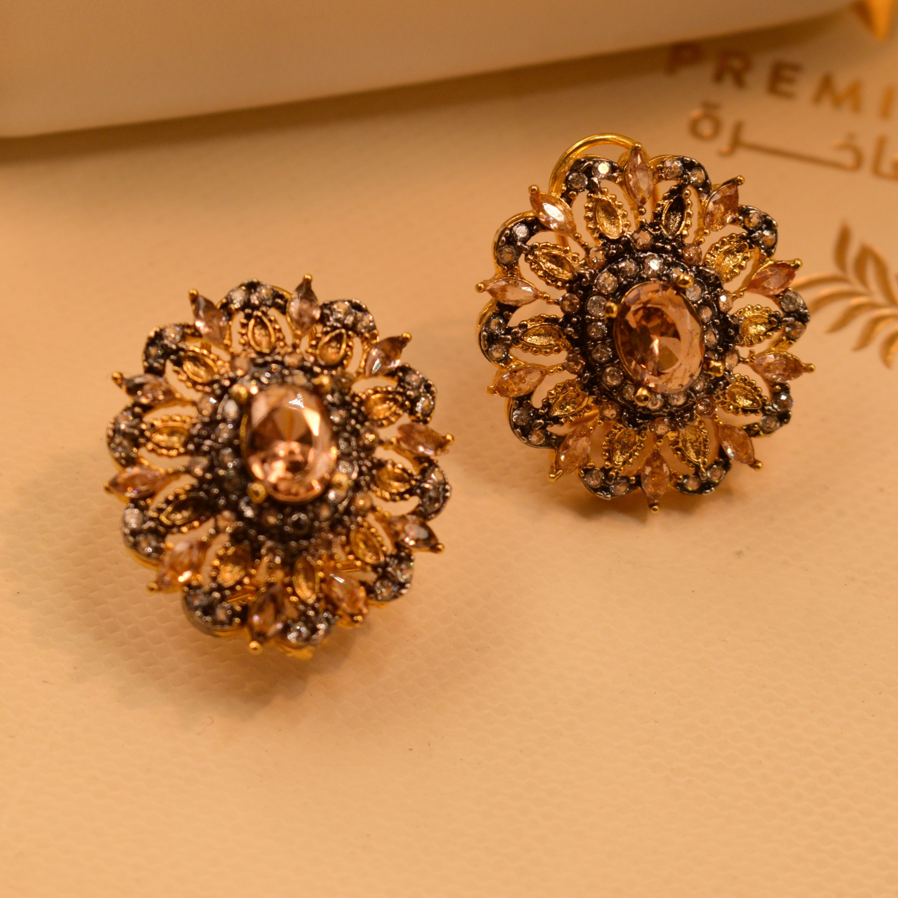 Real Gemstone Gold Plated Earrings For Girls/Women