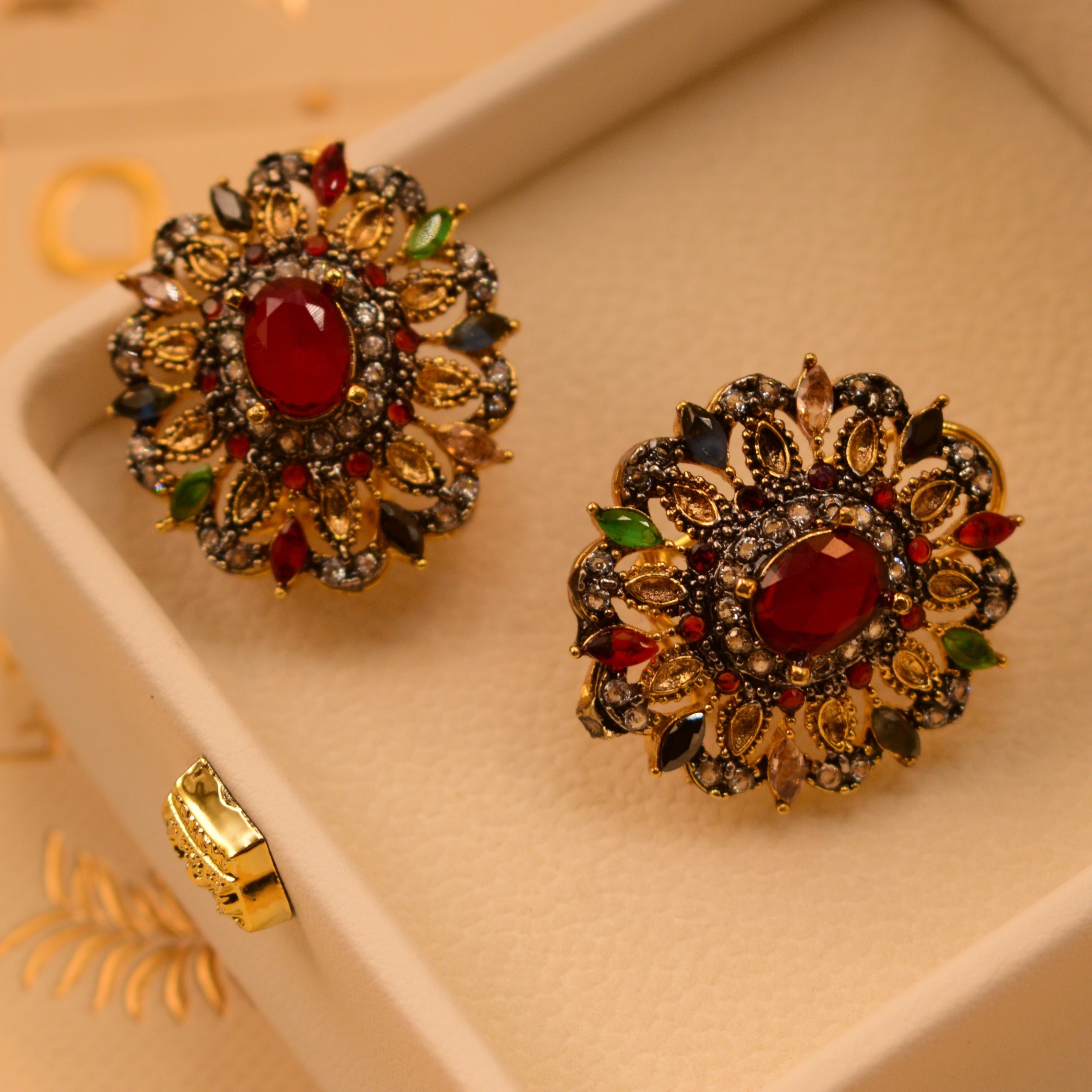 Real Gemstone Gold Plated Earrings For Girls/Women