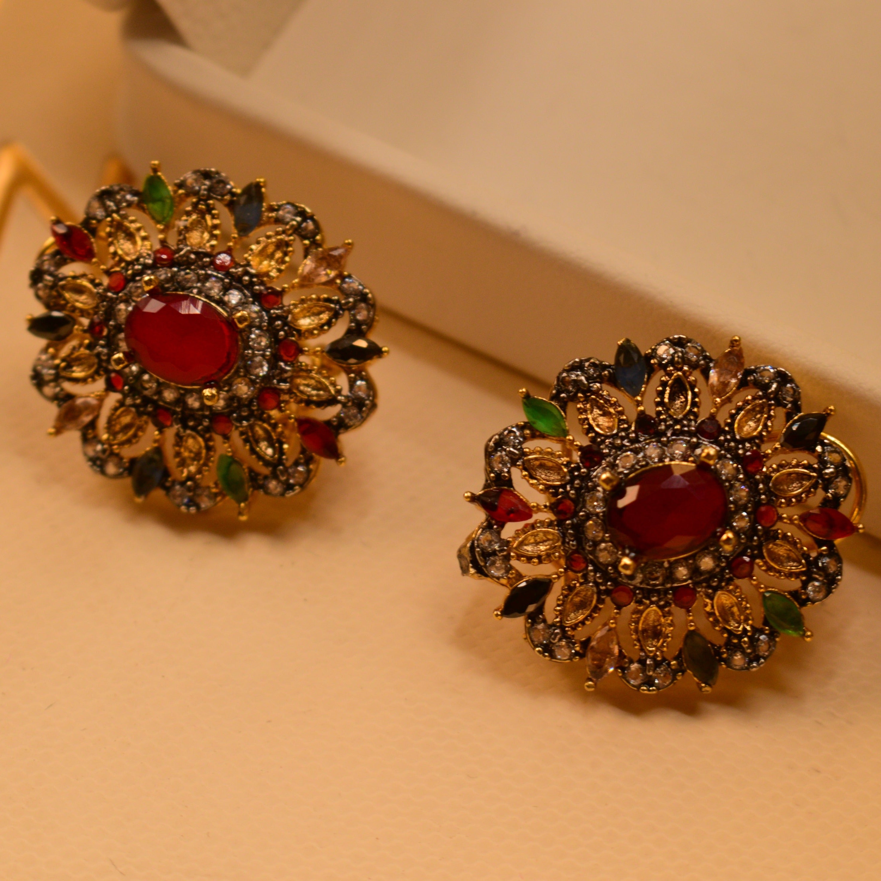 Real Gemstone Gold Plated Earrings For Girls/Women