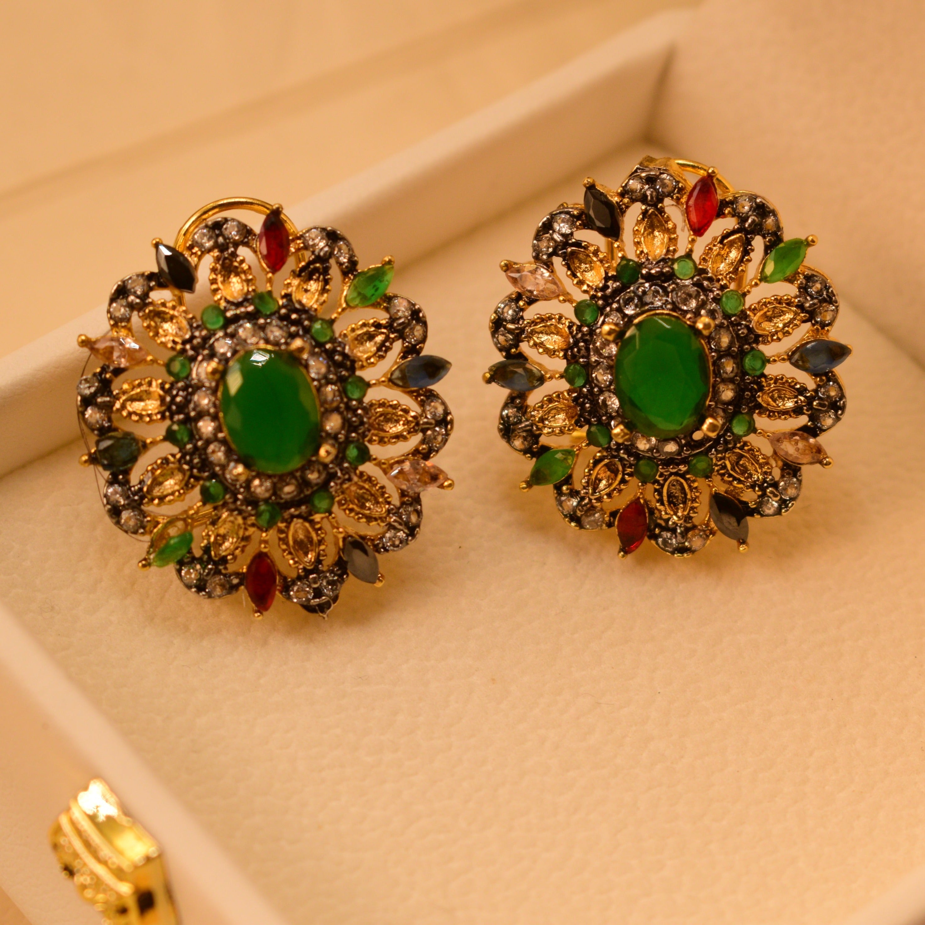 Real Gemstone Gold Plated Earrings For Girls/Women