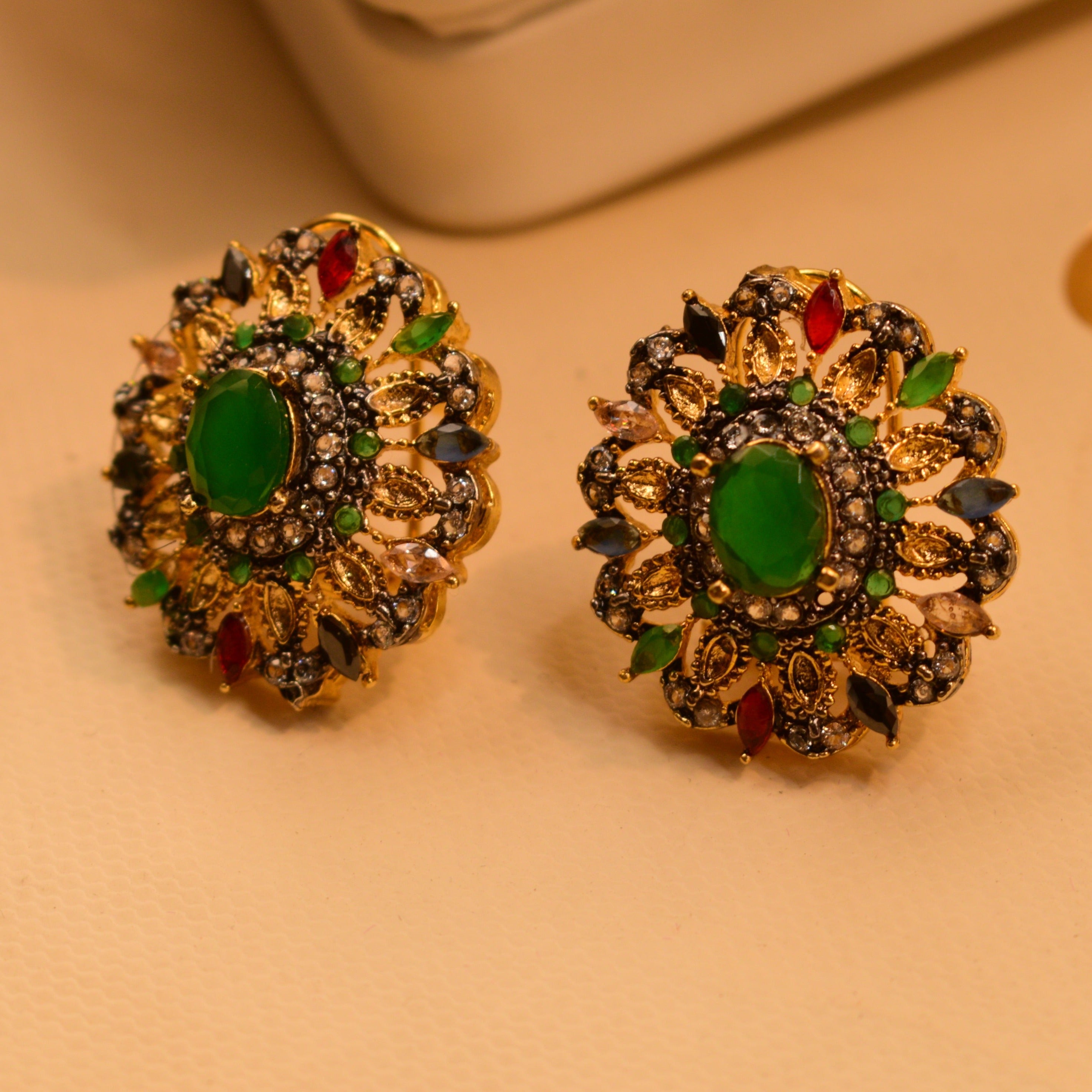 Real Gemstone Gold Plated Earrings For Girls/Women