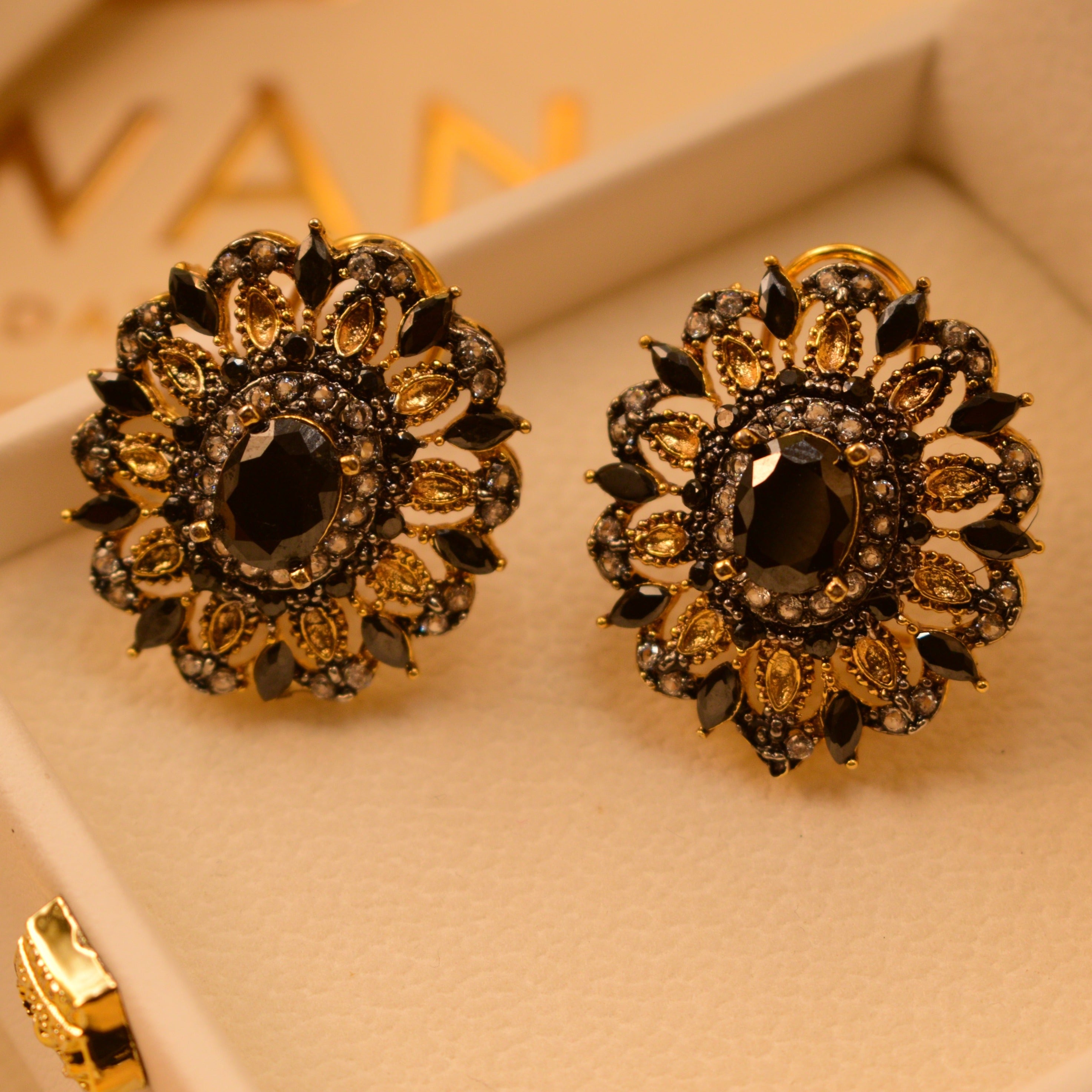 Real Gemstone Gold Plated Earrings For Girls/Women