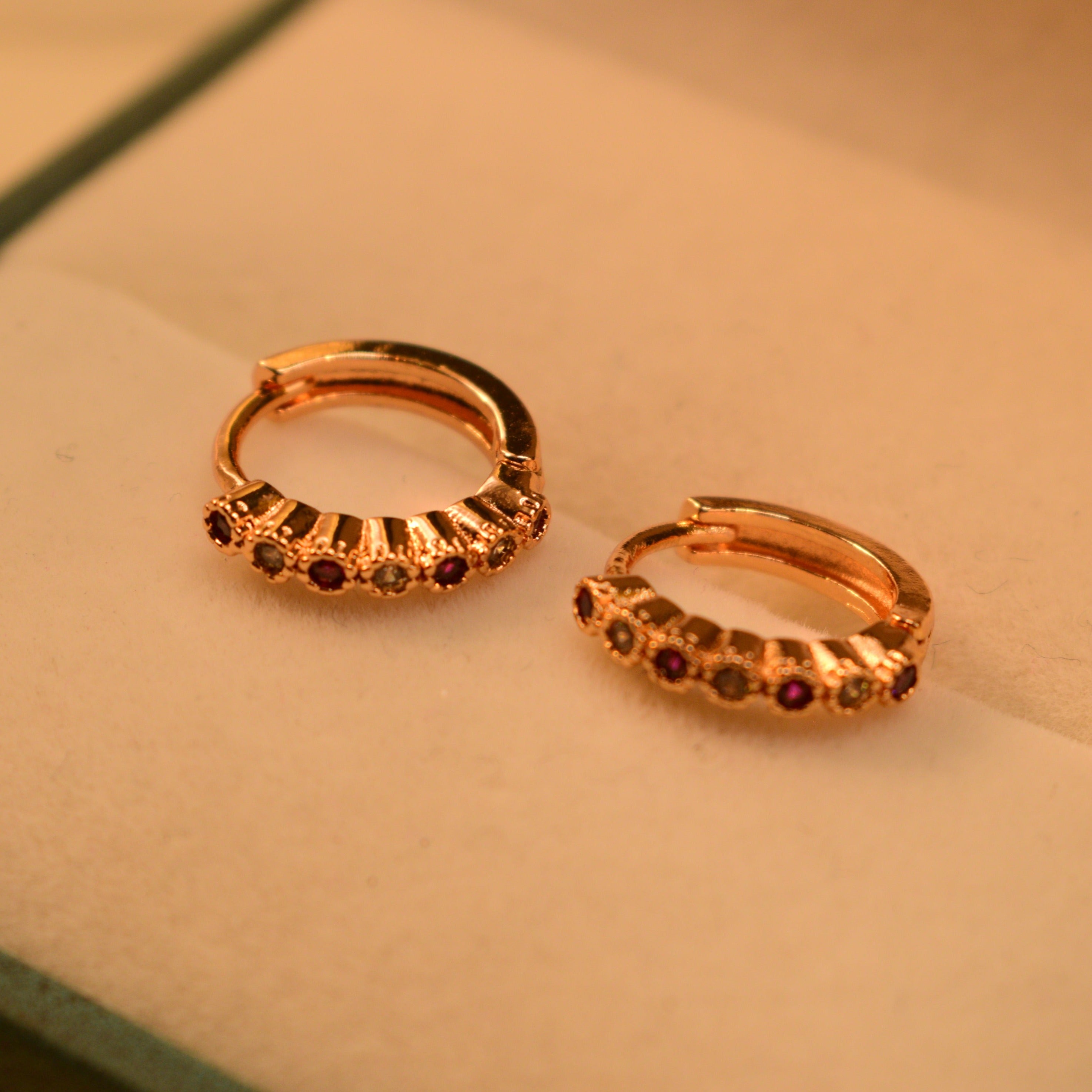 Beautiful Luxury Design Red Stone Gold Earrings For Girls/women