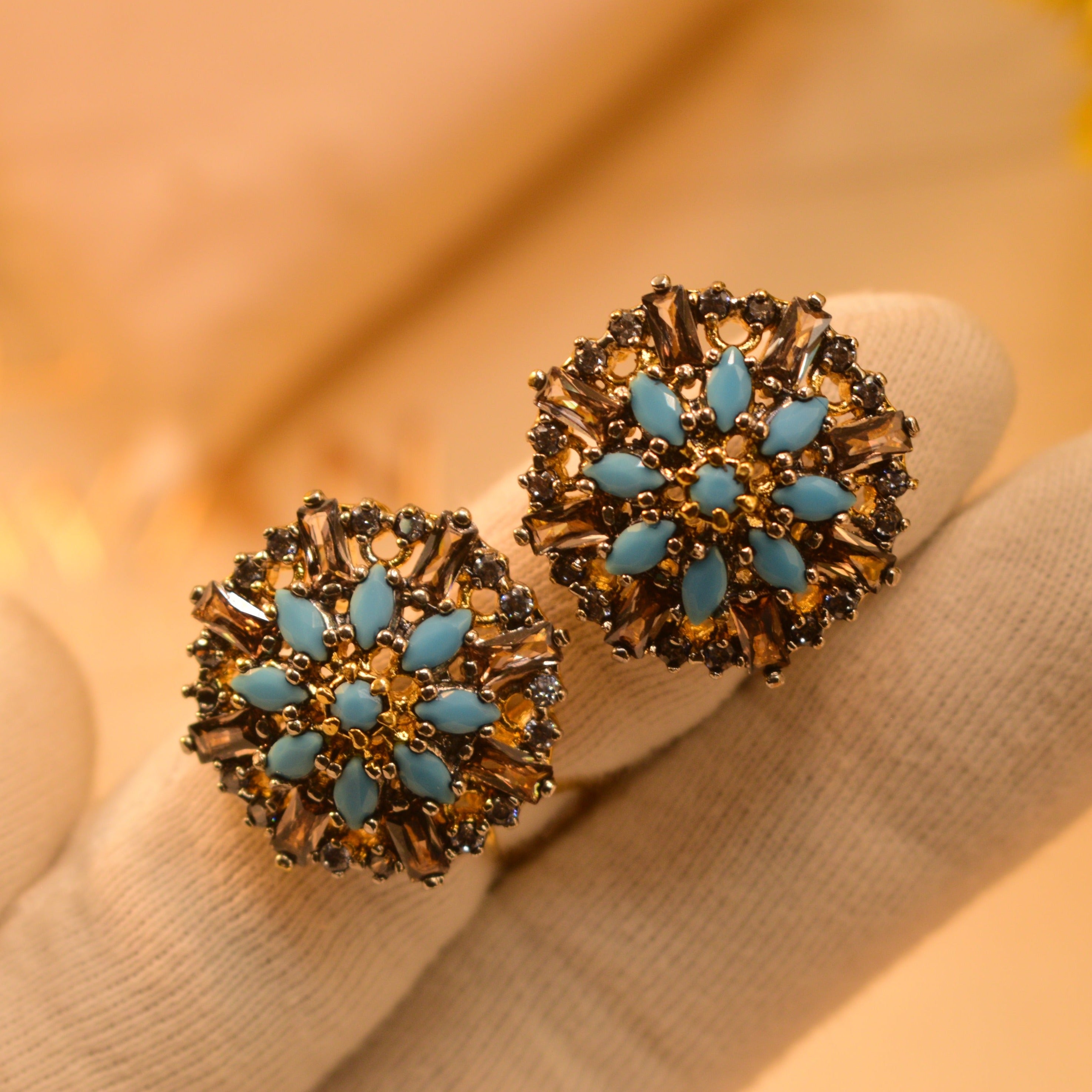 Beautiful Stylish Gold Plated Real Stones Earrings For Girls/women