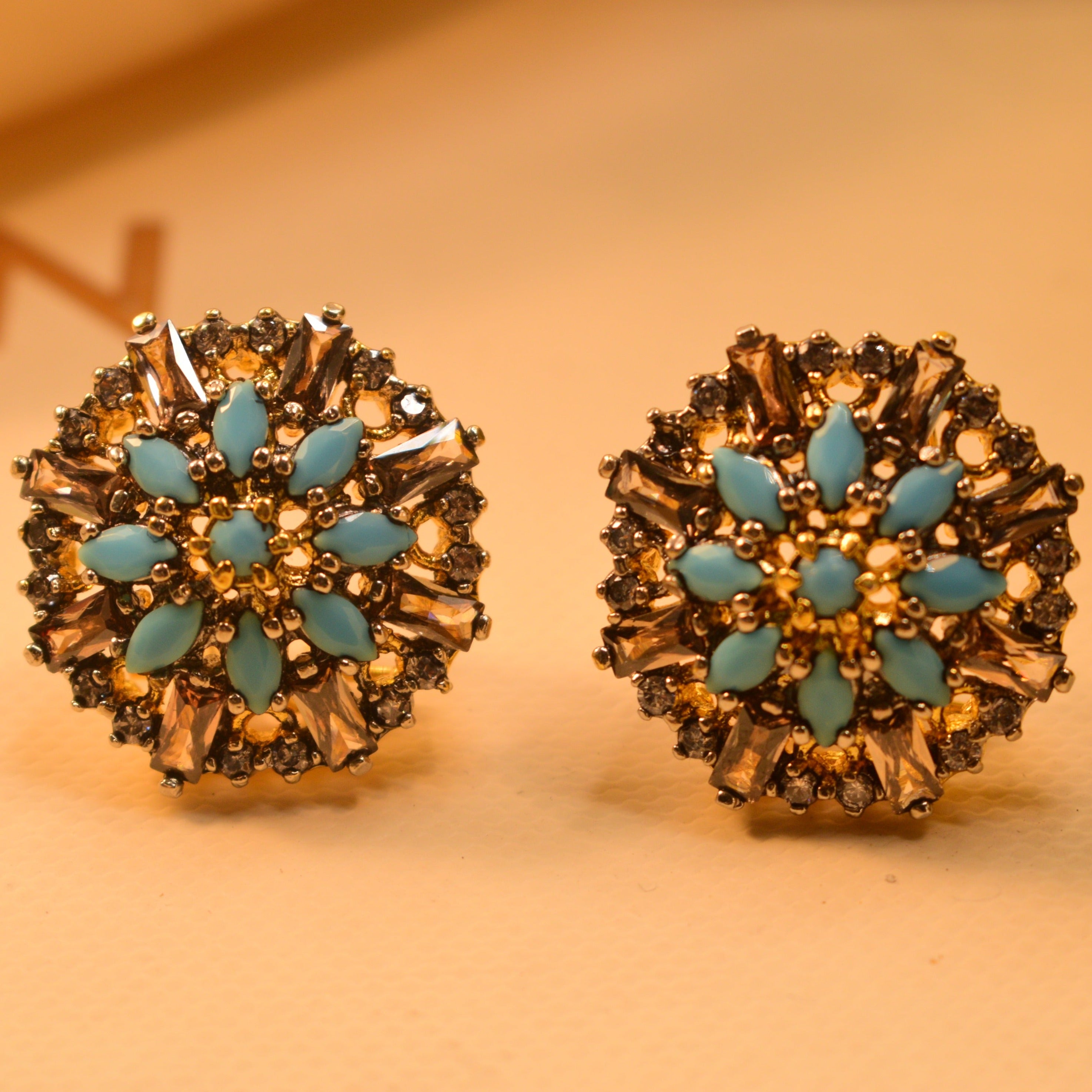 Beautiful Stylish Gold Plated Real Stones Earrings For Girls/women