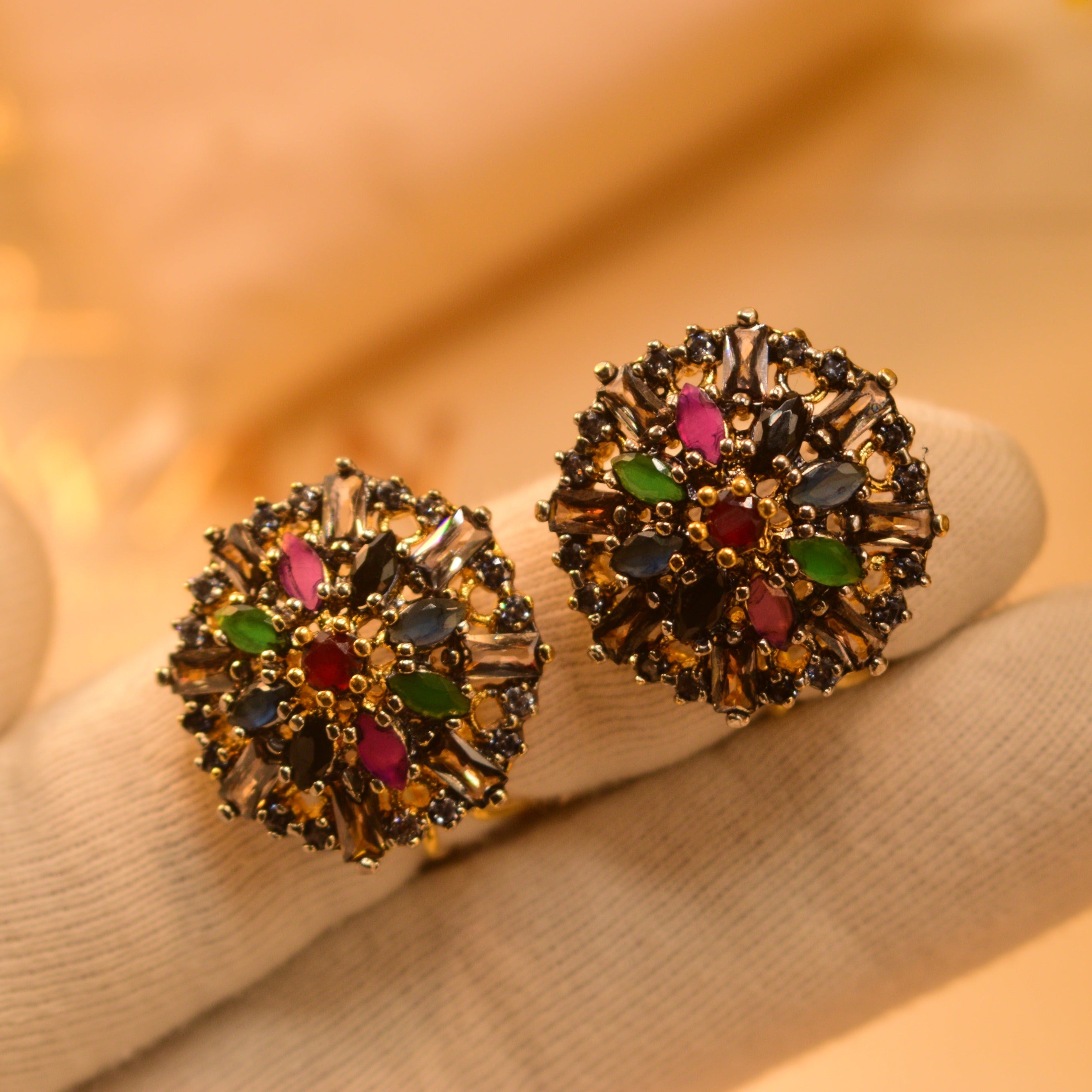 Beautiful Stylish Gold Plated Real Stones Earrings For Girls/women