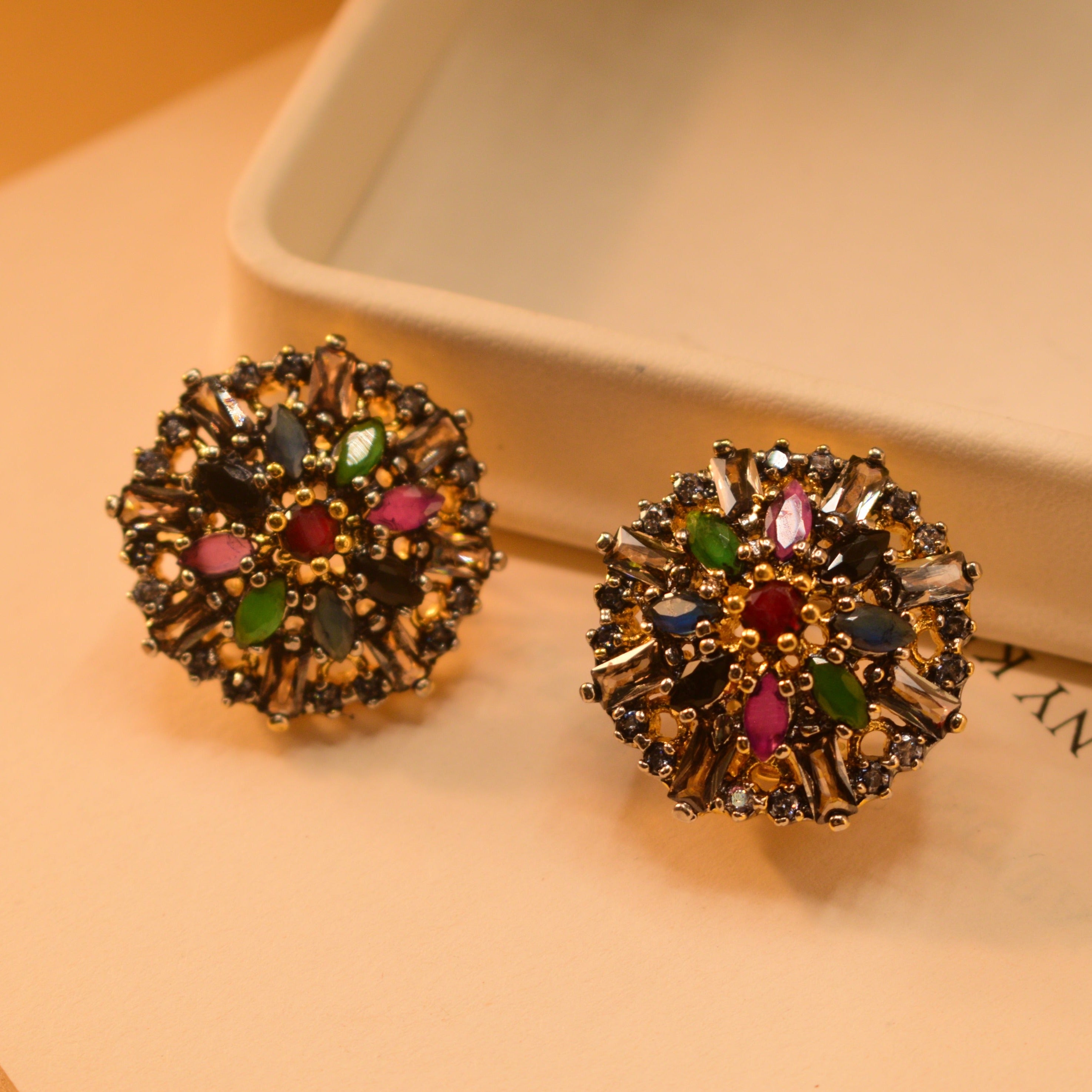 Beautiful Stylish Gold Plated Real Stones Earrings For Girls/women