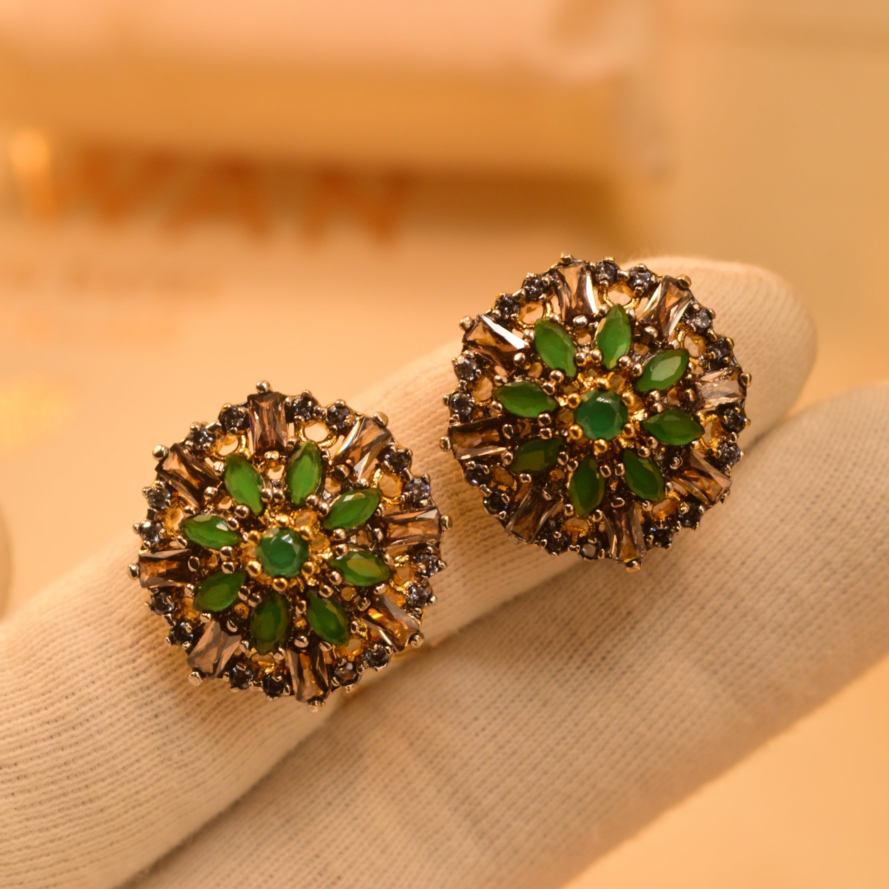Beautiful Stylish Gold Plated Real Stones Earrings For Girls/women