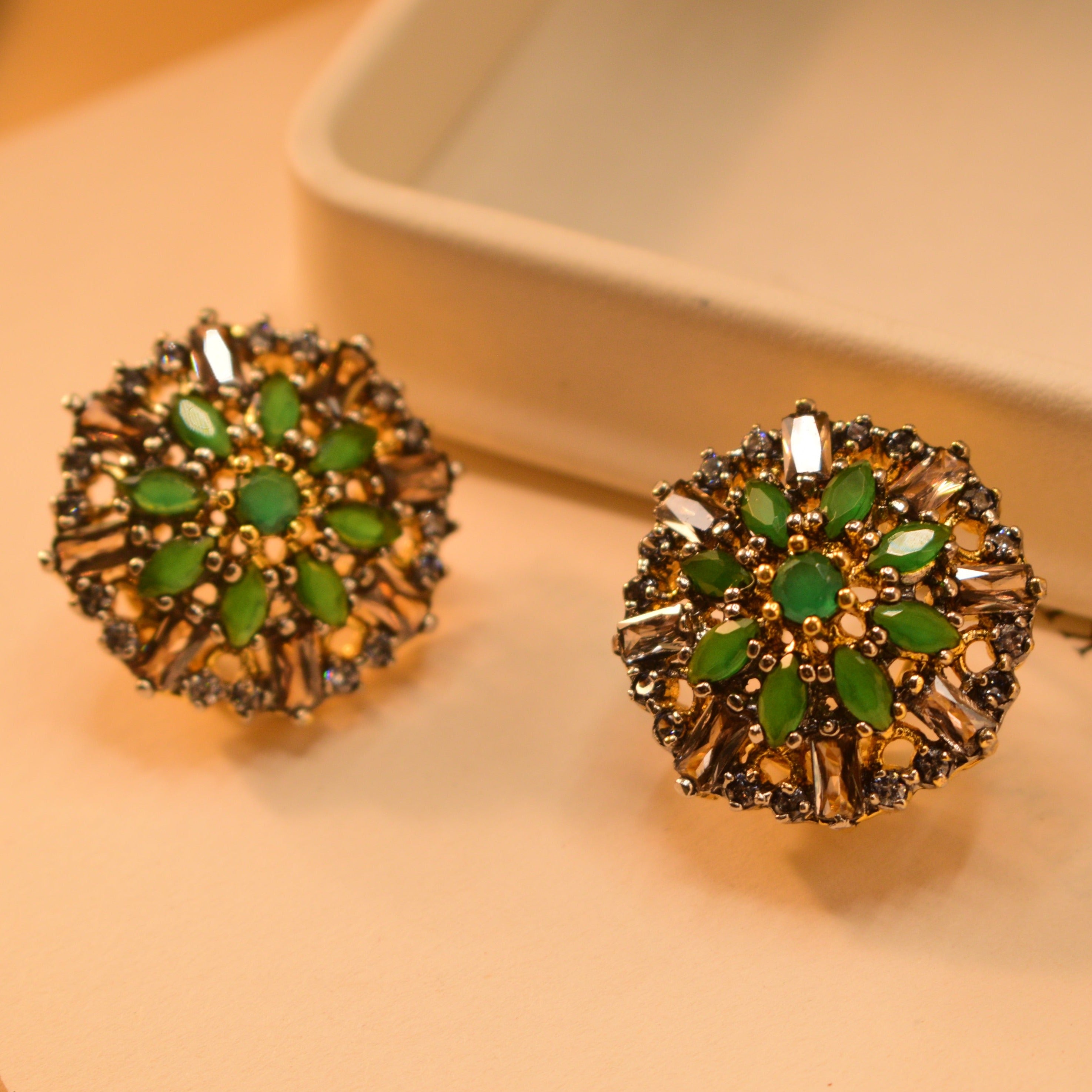 Beautiful Stylish Gold Plated Real Stones Earrings For Girls/women