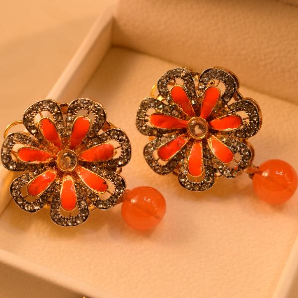 Luminous Flower Design Real Stones Earrings for Girls/Women
