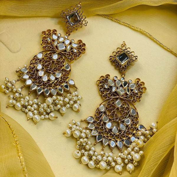 24K Gold Plated Indian Kundan Earrings for Girls/Women