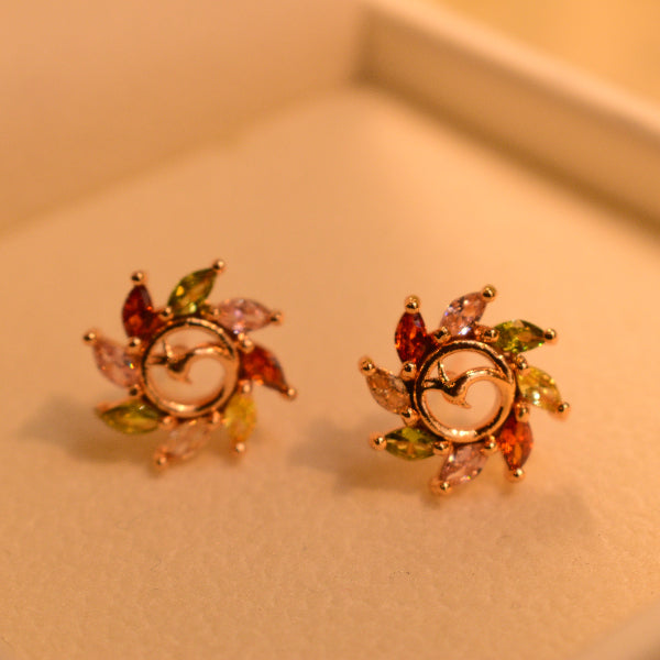 Fancy Unique Design Gold Plated Real Stones Earrings for Girls/Women