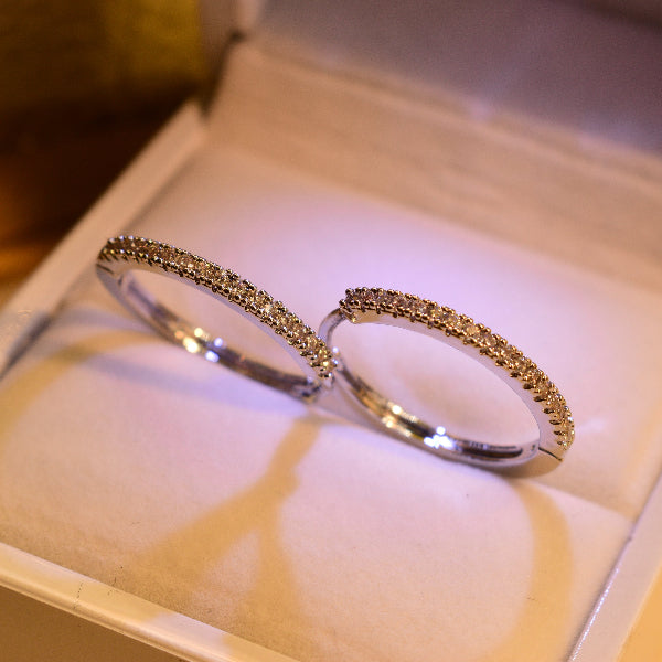 Elegant Design Silver Plated Crystal Stones Earrings for Girls/Women