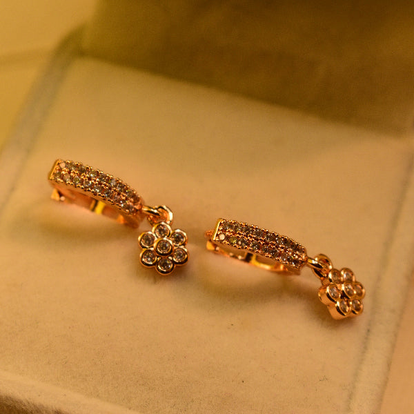 Glamorous Flower Design Gold Plated Real Stones Earrings for Girls/Women