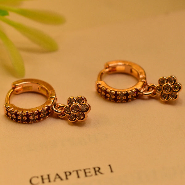 Glamorous Flower Design Gold Plated Real Stones Earrings for Girls/Women