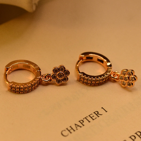 Glamorous Flower Design Gold Plated Real Stones Earrings for Girls/Women