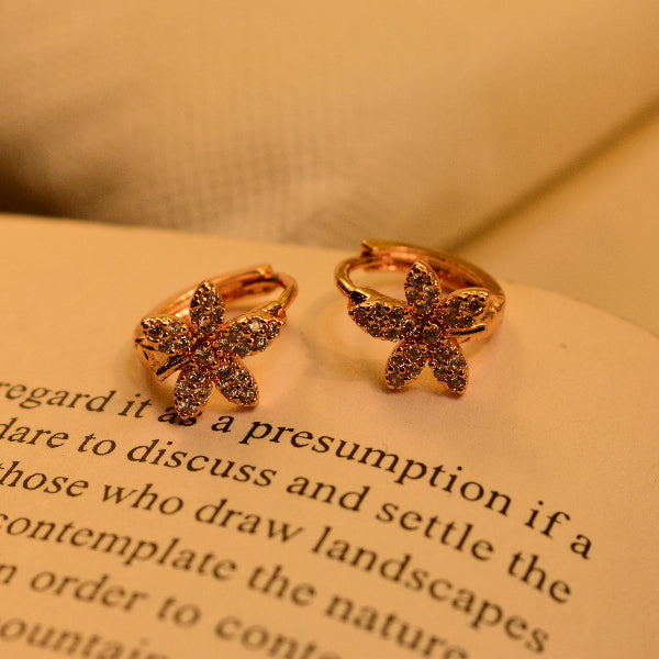 Elegant Flower Design Gold Plated Real Stones Earrings for Girls/Women