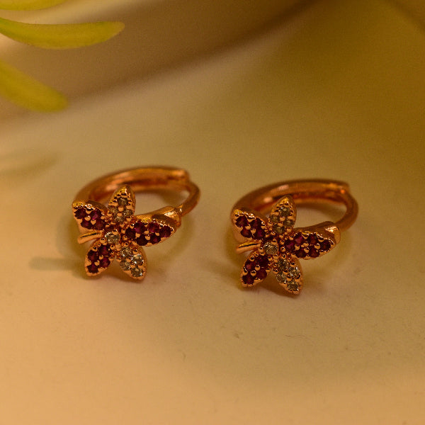 Elegant Flower Design Gold Plated Real Stones Earrings for Girls/Women