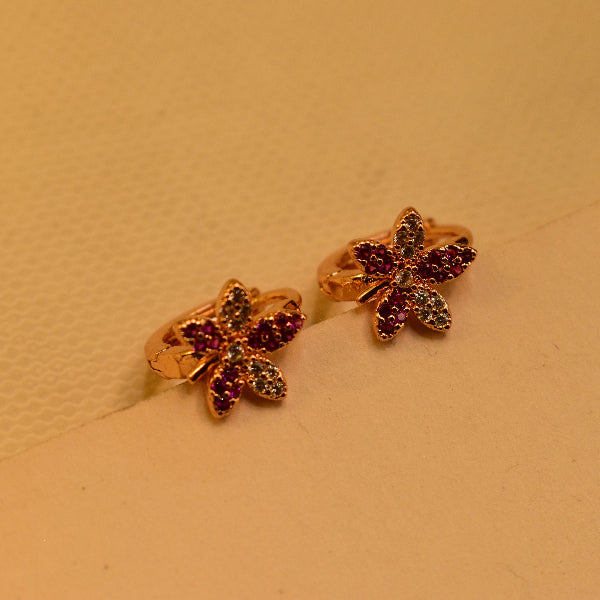 Elegant Flower Design Gold Plated Real Stones Earrings for Girls/Women