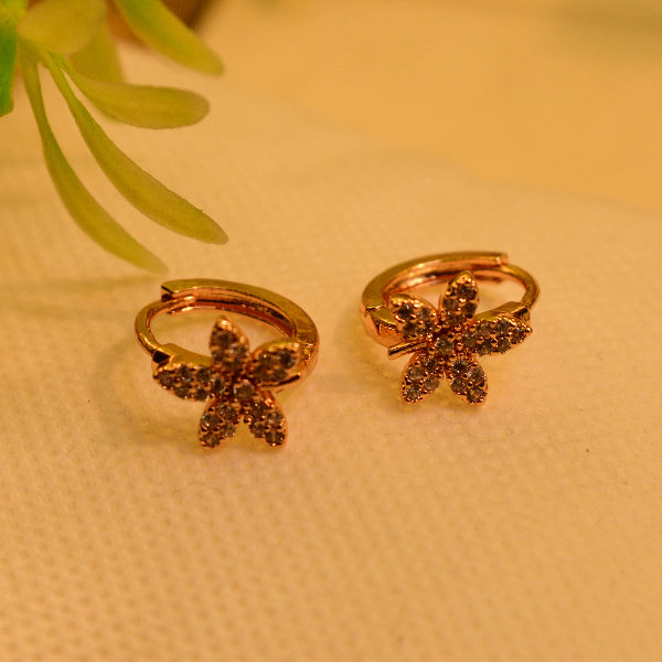 Elegant Flower Design Gold Plated Real Stones Earrings for Girls/Women