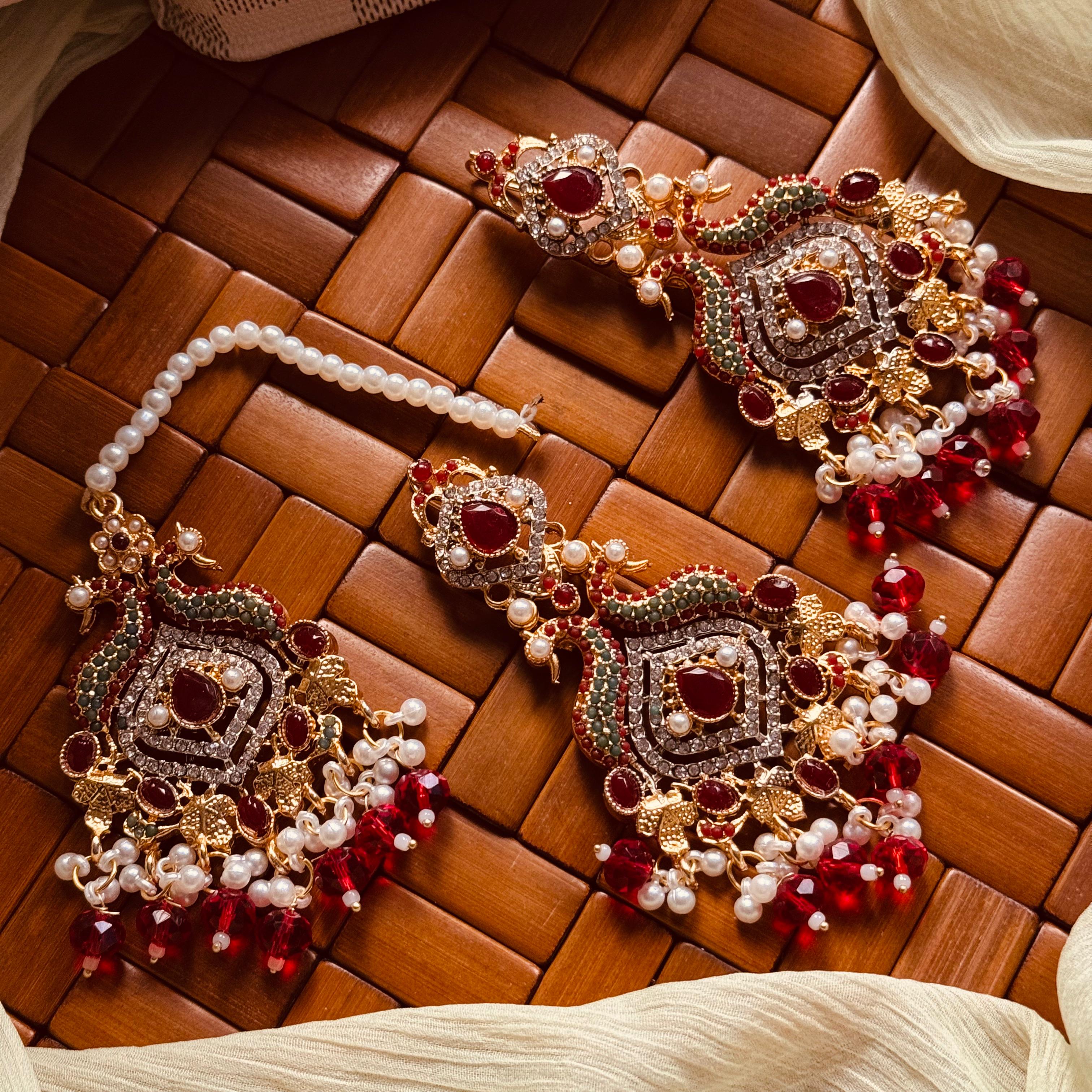 24K Gold Plated Real Zircon Stones Jarao Earrings With Bindiya for Girls/Women