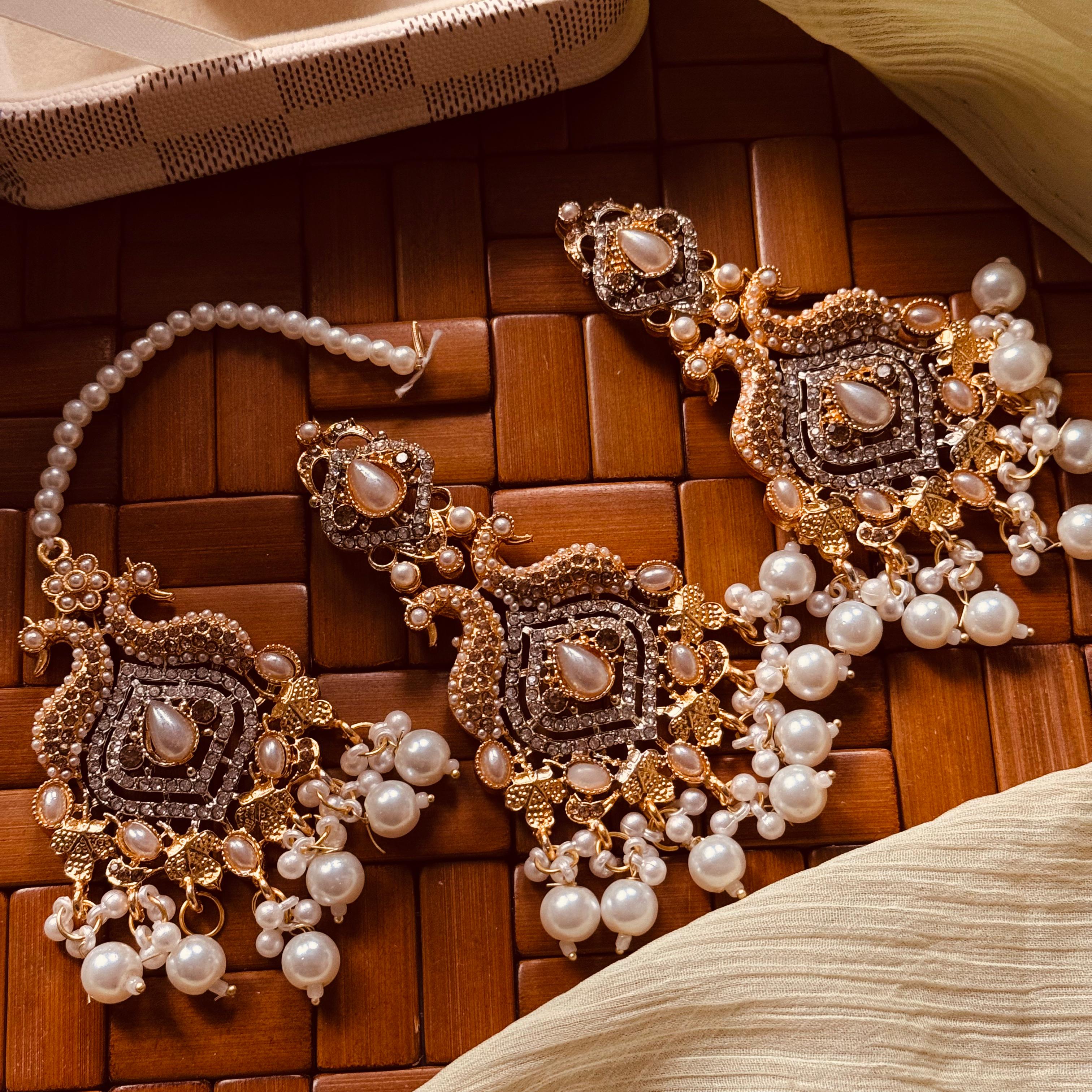 24K Gold Plated Real Zircon Stones Jarao Earrings With Bindiya for Girls/Women