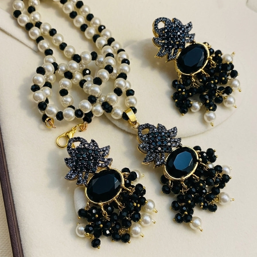 Luminous Design Gold Plated Crystal Stones Necklace Set for Girls/Women
