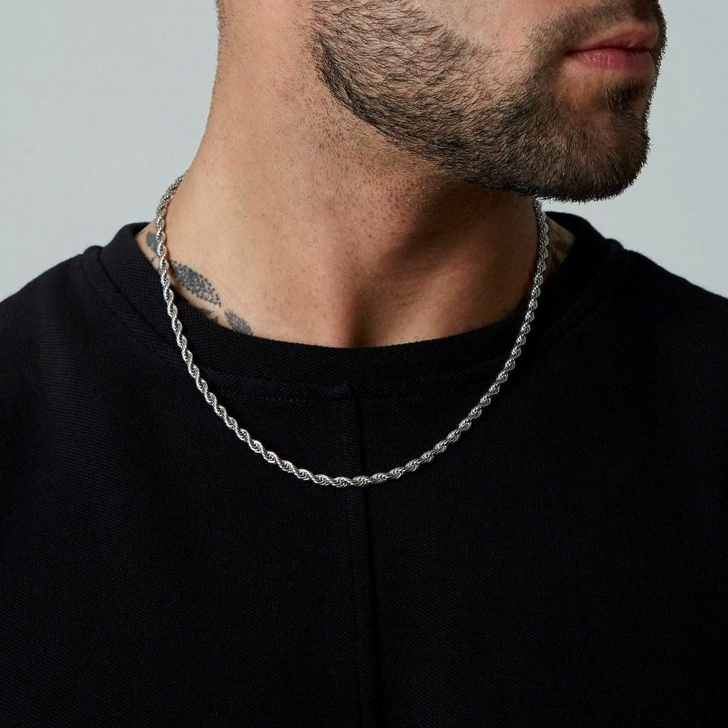 Luxury Unique Design Silver Plated 18 inch Chain for Men