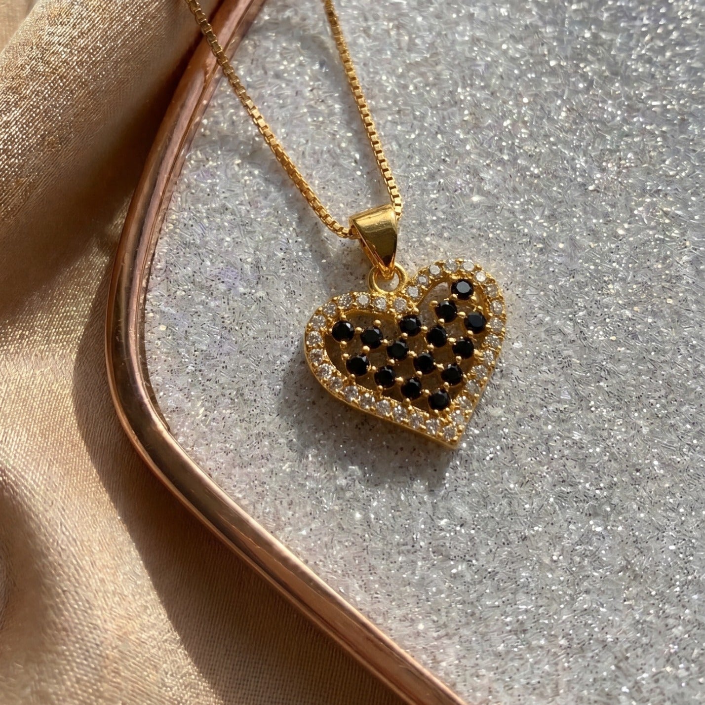 Luminous Heart Design Gold Plated Crystal Stones Pendant for Girls/Women