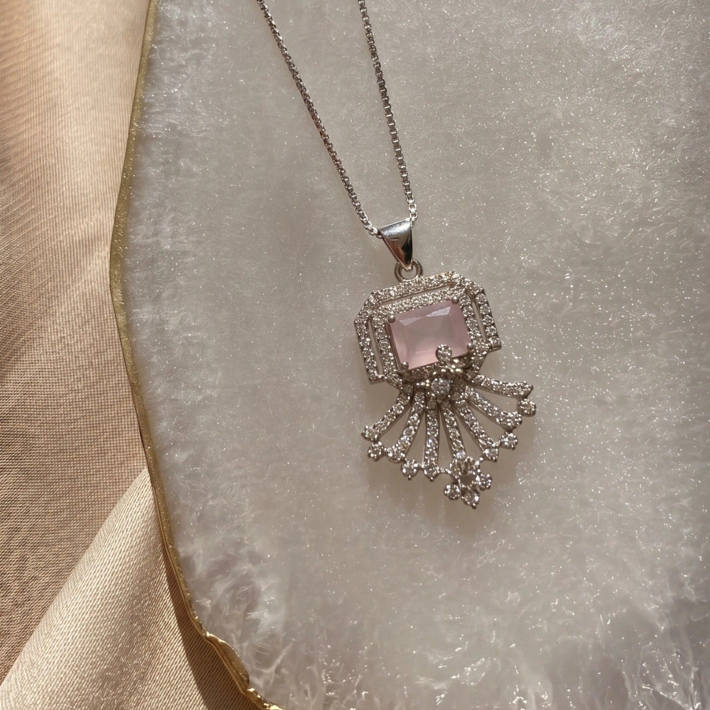 Sparkling Design Silver Plated Crystal Stones Pendant for Girls/Women