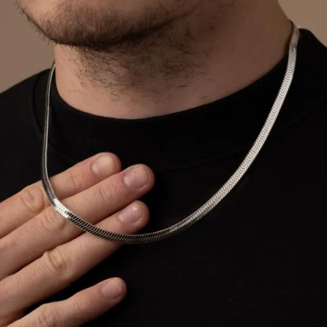 Stylish Unique Design Silver Plated 3mm 18 inch Snake Chain for Men