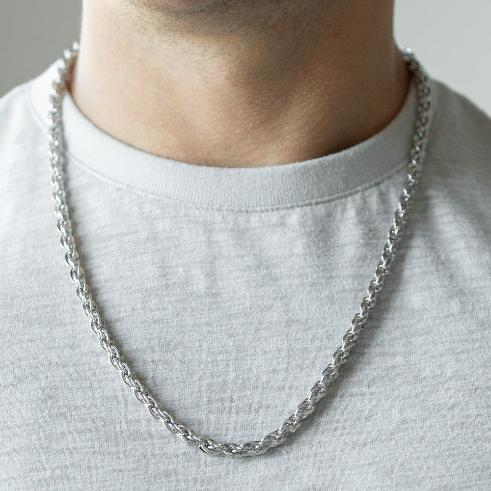Dazzling Unique Design Silver Plated 18 inch Chain for Men