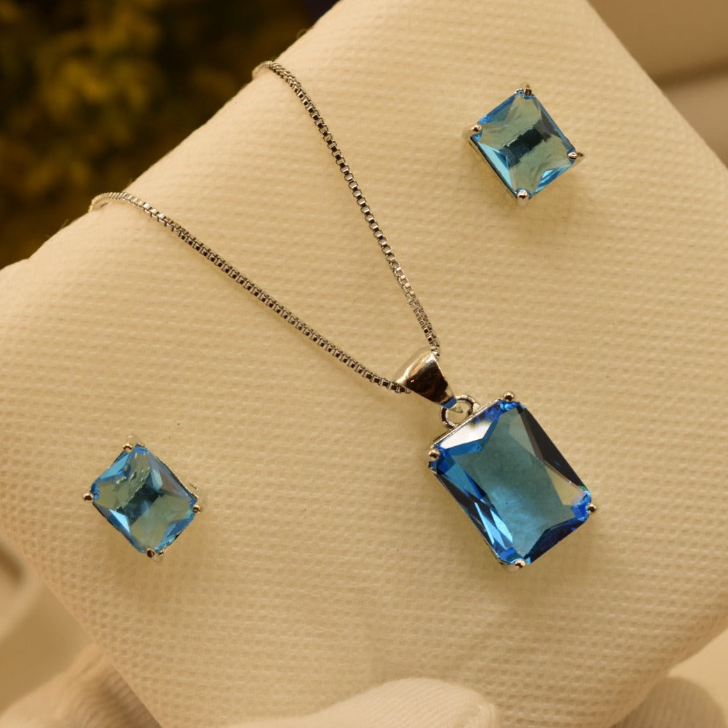 Unique Design Green/Blue/Sky blue Stone Necklace set for Girls/Women