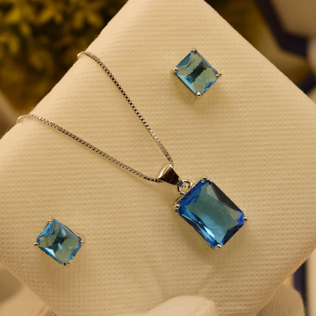 Unique Design Green/Blue/Sky blue Stone Necklace set for Girls/Women