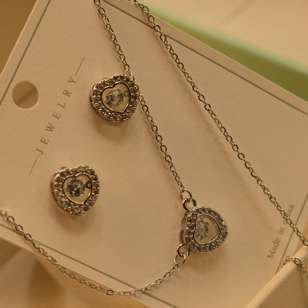 Elegant Design Real Silver Stone Necklace Set for Girls/Women