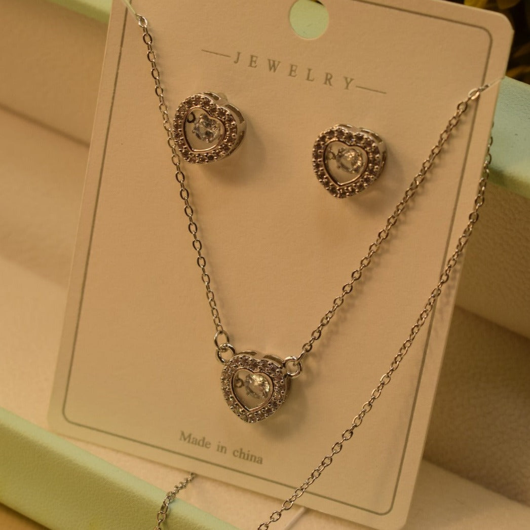 Elegant Design Real Silver Stone Necklace Set for Girls/Women