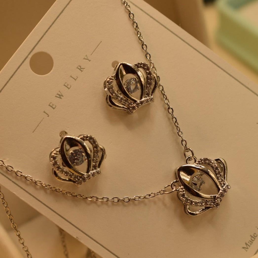 Elegant Design Real Silver Stone Necklace Set for Girls/Women