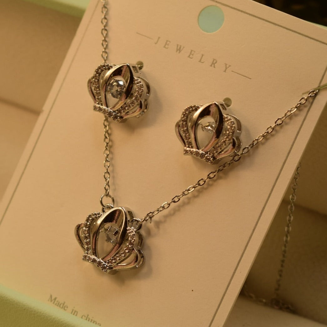 Elegant Design Real Silver Stone Necklace Set for Girls/Women