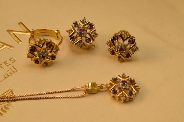 Elegant Fancy Golden Zircon Necklace Sets for Girls/Women