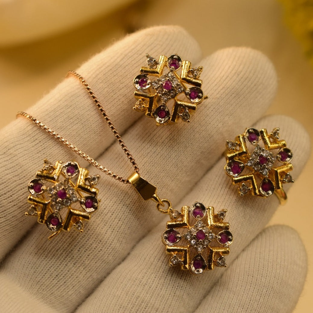 Elegant Fancy Golden Zircon Necklace Sets for Girls/Women