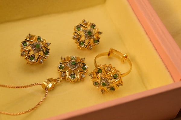 Elegant Fancy Golden Zircon Necklace Sets for Girls/Women