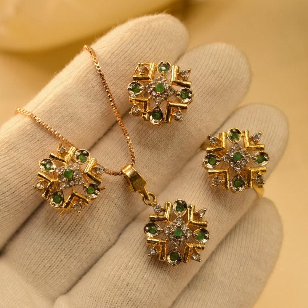 Elegant Fancy Golden Zircon Necklace Sets for Girls/Women