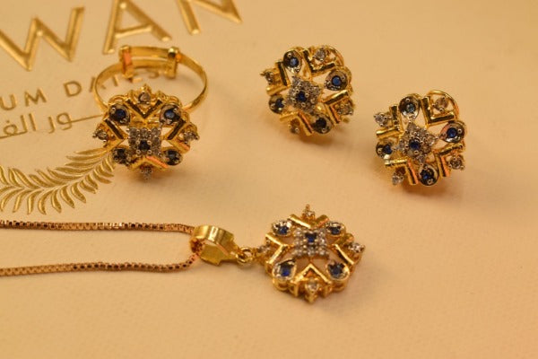 Elegant Fancy Golden Zircon Necklace Sets for Girls/Women