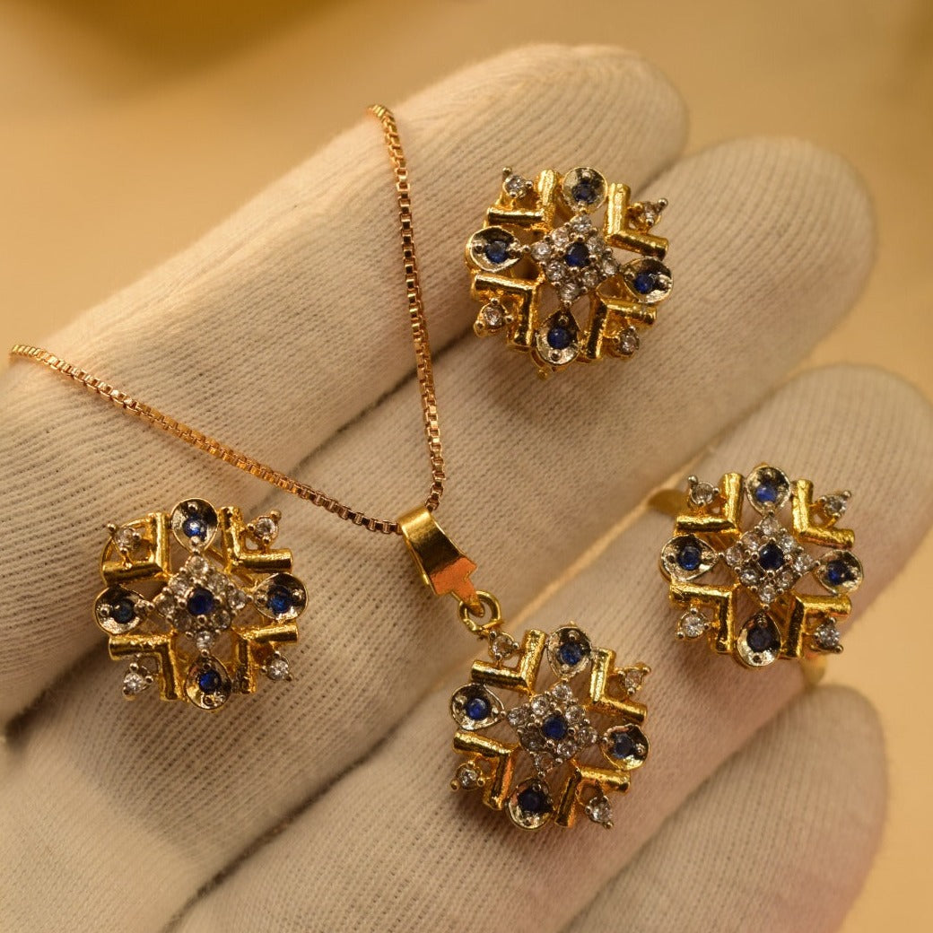 Elegant Fancy Golden Zircon Necklace Sets for Girls/Women
