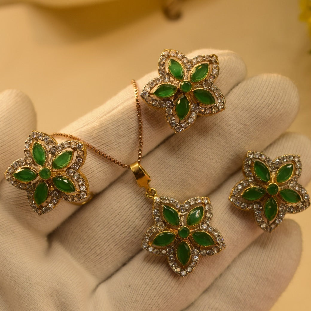 Elegant Fancy Gold Plated Zircon Necklace Sets for Girls/Women