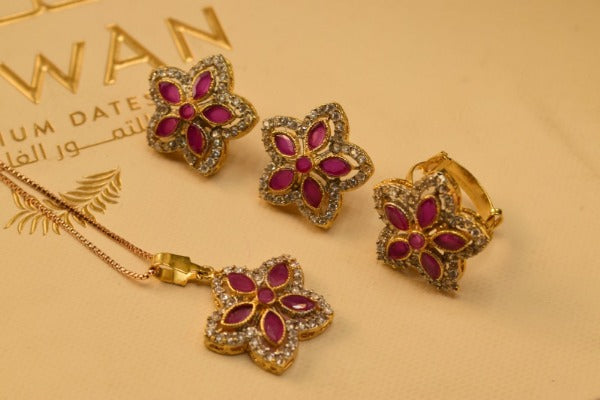 Elegant Fancy Gold Plated Zircon Necklace Sets for Girls/Women