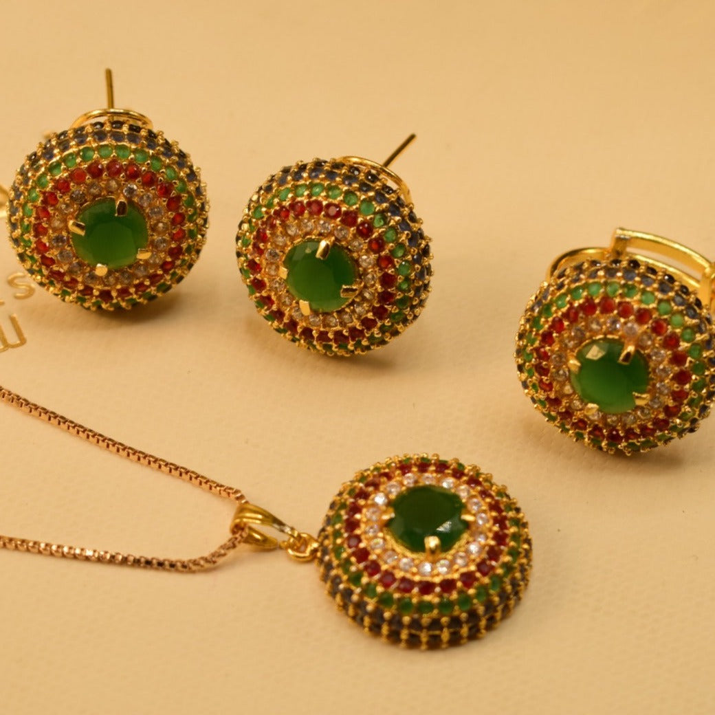 Elegant Fancy Golden Flower Zircon Necklace Sets for Girls/Women