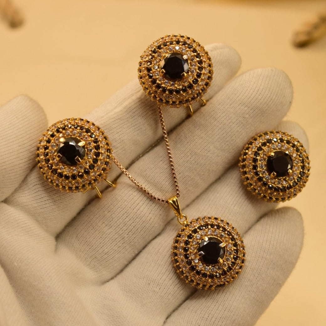 Elegant Fancy Golden Flower Zircon Necklace Sets for Girls/Women