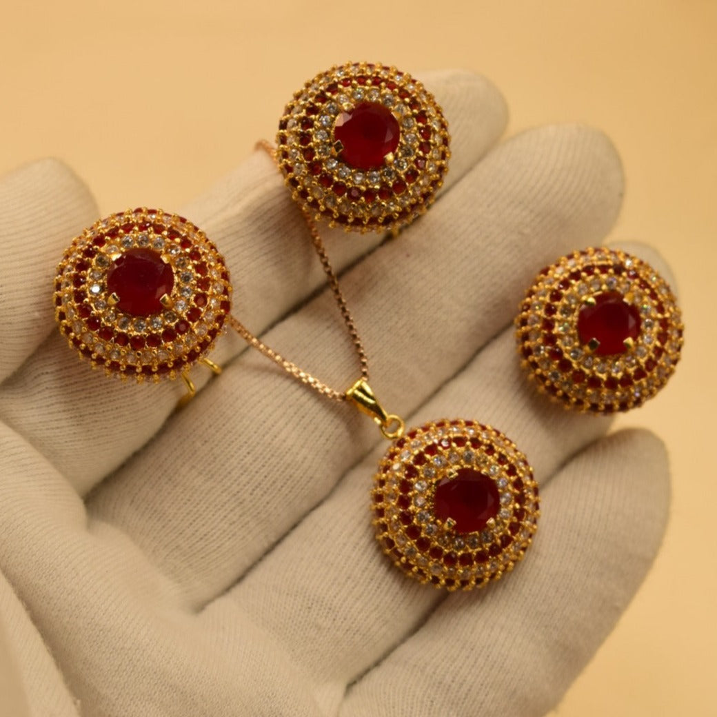 Elegant Fancy Golden Flower Zircon Necklace Sets for Girls/Women