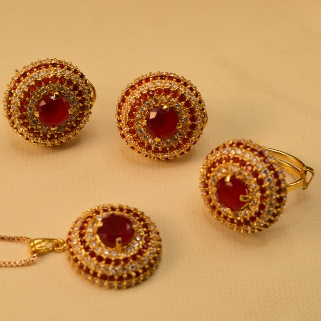 Elegant Fancy Golden Flower Zircon Necklace Sets for Girls/Women